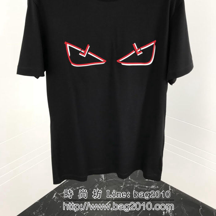 FENDI芬迪 19ss早春新款短袖 小怪獸字母印花圖案 定制絲光面料 高版本情侶款 ydi2171